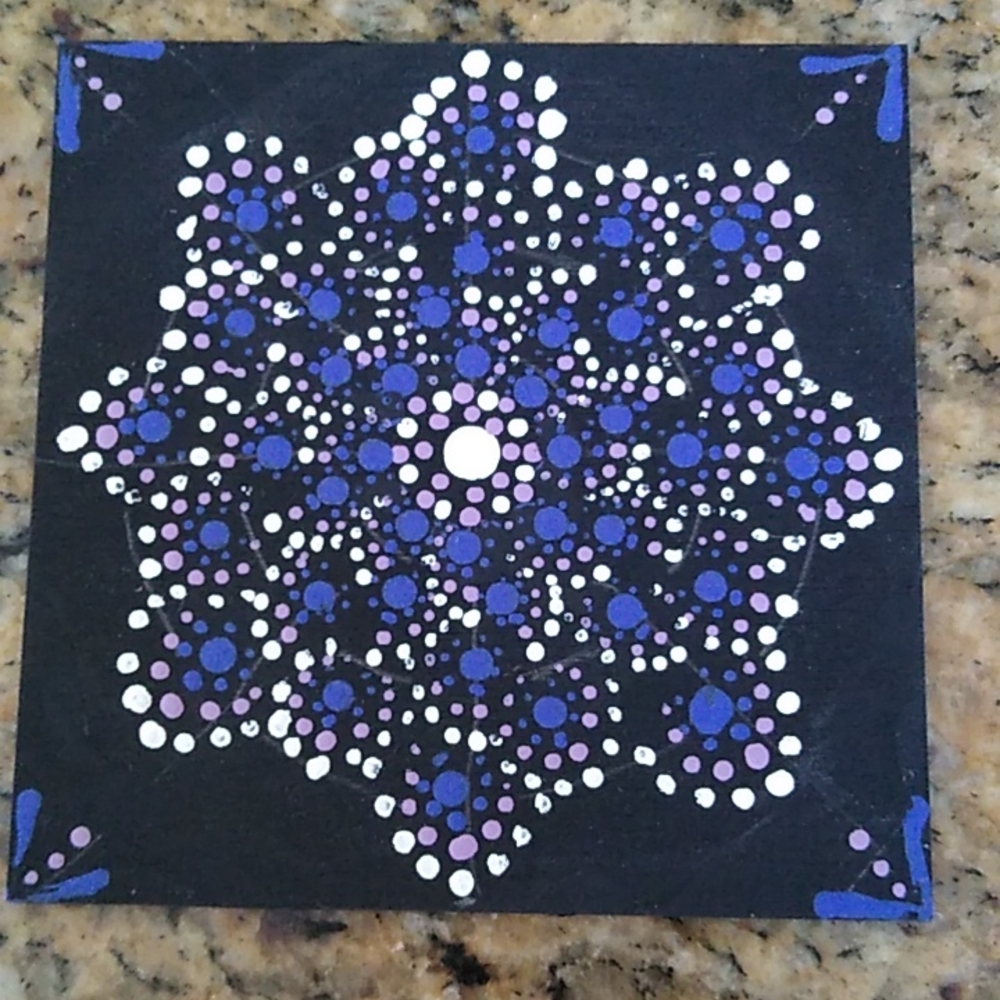 Hand Painted Mandala 4"x4" wood square